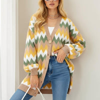 Loose-fitting Color-block Knit Cardigan Jacket