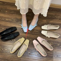 Milk-yellow Square-toe Low-cut Gentle Pumps