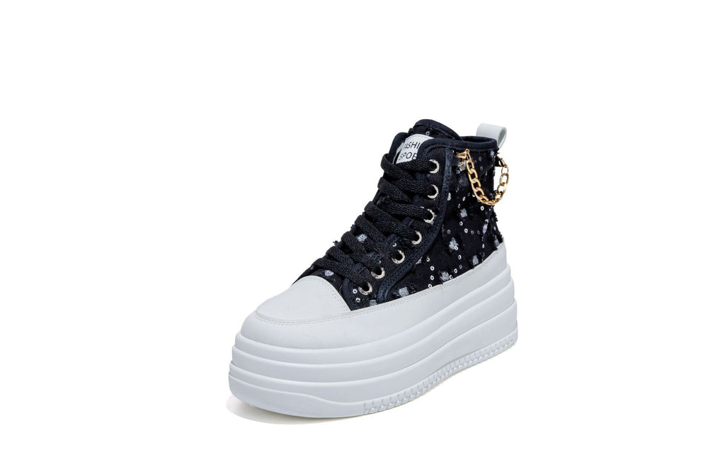 Denim Fashion Womens Casual Chain-Strap Shoes