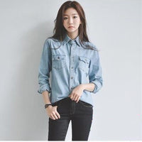 Womens Fashionable Loose-fitting Versatile Denim Shirt