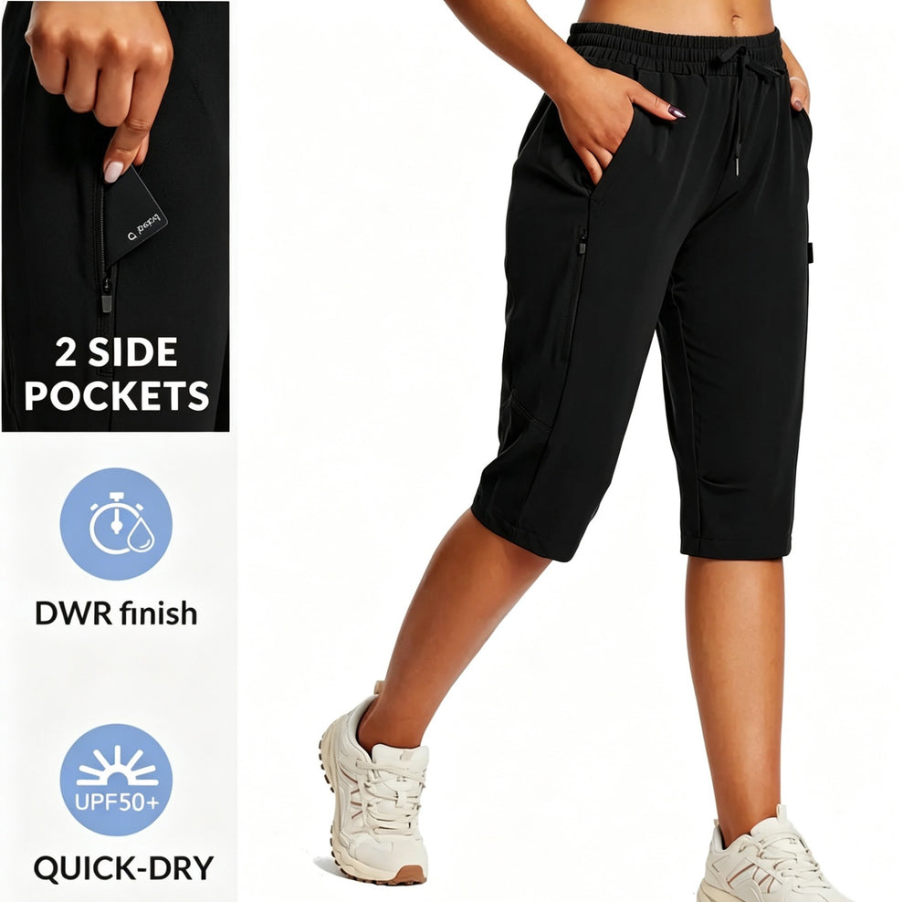 Multi-Pocket Lightweight Quick-Drying Cropped Sports Shorts