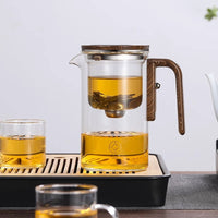 One Click Magnetic Teapot Separation Filtration Glass Tea Pot Wood Handle Tea Water Separation Inner Container Teapot | Everyday Home Deal