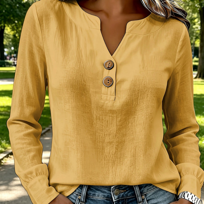 V-neck Buttoned Women's Blouse - Best Clothing Deal | Everyday Home Deal