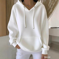 Casual Solid-color Trendy Hoodie With Drawstring Long-sleeve Hooded Sweatshirt