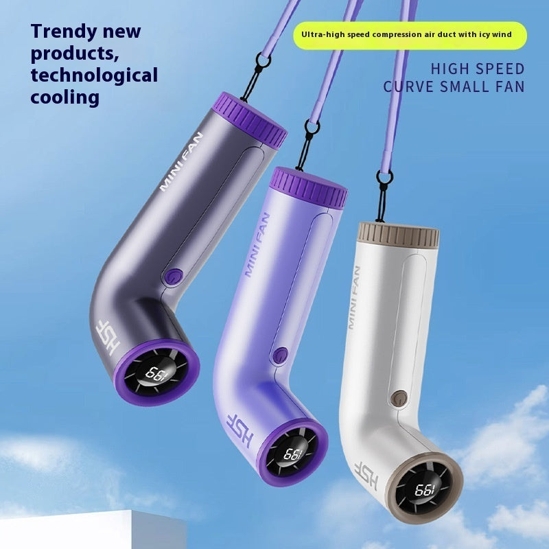 High-speed Portable Fan Little Turbine Digital Display Charging Long Endurance Portable Fan Rechargeable Strong Wind 199 Gear Speed Electric Adjustable Turbo Handheld Fan | Everyday Home Deal