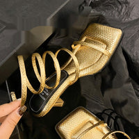 Summer New Style Strappy Roman High-heeled Sandals For Women
