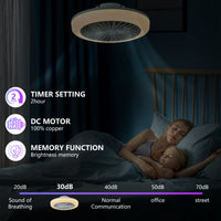 18 Inch Ceiling Fan With RGB Light Remote, Smart LED Ceiling Fans With Remote App Control, Modern Low Profile Dimmable Light Ceiling Fan For Bedroom Living Room White