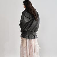 Ebony Brown PU Leather Cloak-Style Cape Jacket
