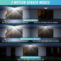 1-Pack Outdoor Solar Light  348-LED Motion Sensor Light With Remote Control  3-Head, Waterproof