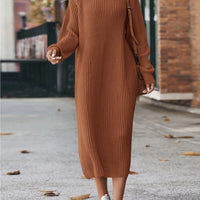 Winter Turtleneck Knitted Sweater Dress Fashion Solid Loose Pullover Long Dresses For Women Clothing