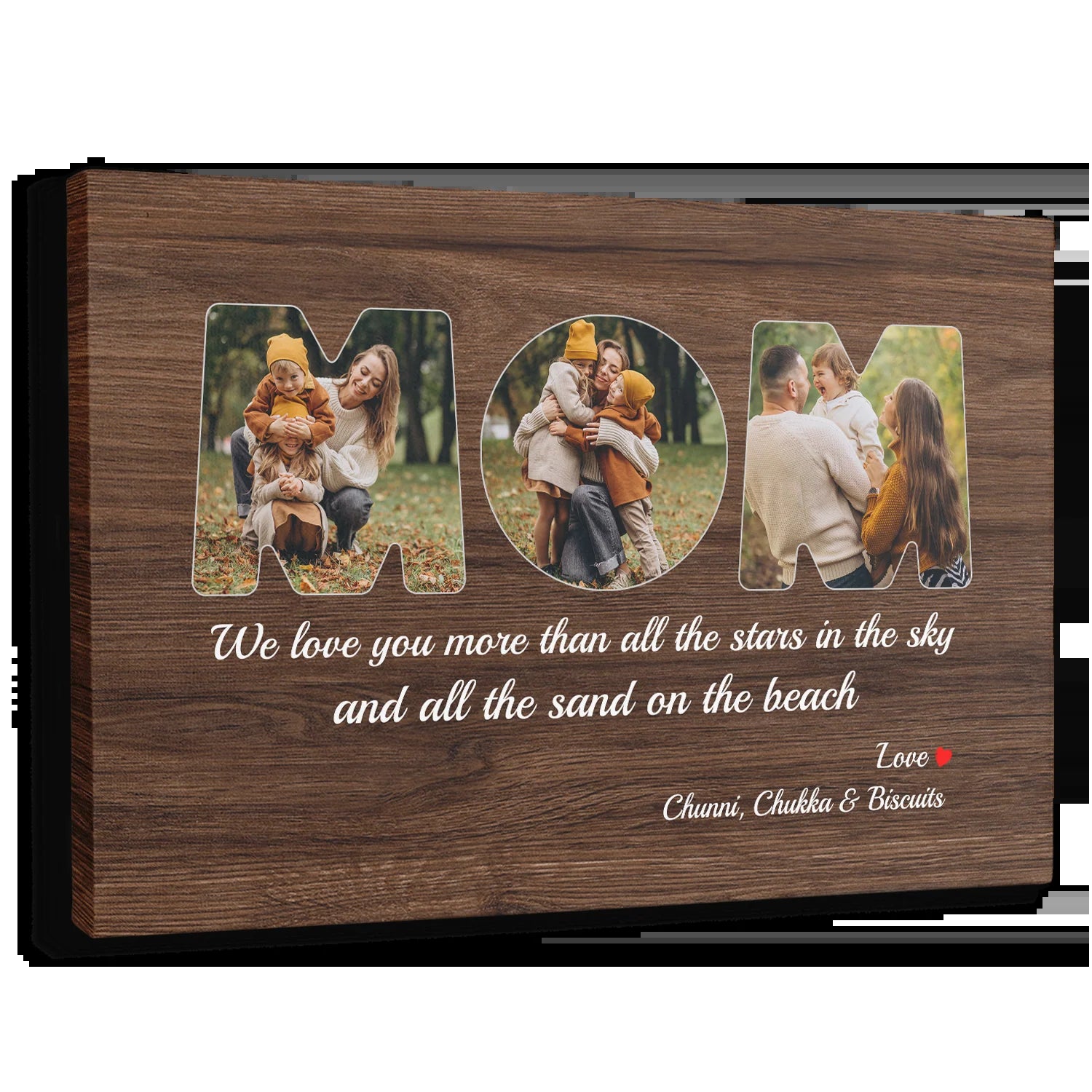 Mom Custom Photo - Customizable Dark Wood Background Canvas