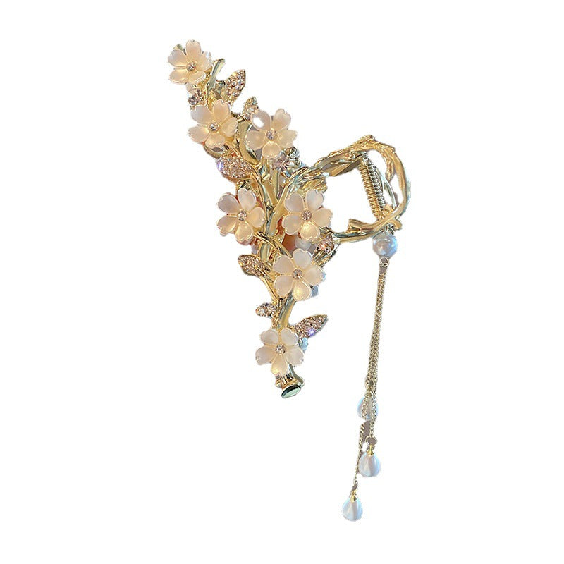Large Metal Pearl Bell Orchid Tassel Hair Clip - Premium Fashion Deal | Everyday Home Deal