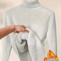 Fleece Turtle Neck Sweater Winter Warm Elegant Thick Knitted Pullover Tops Women's Clothing