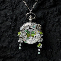 Couples Teal And Green Butterfly Animated Pocket Watch For Graduation Season