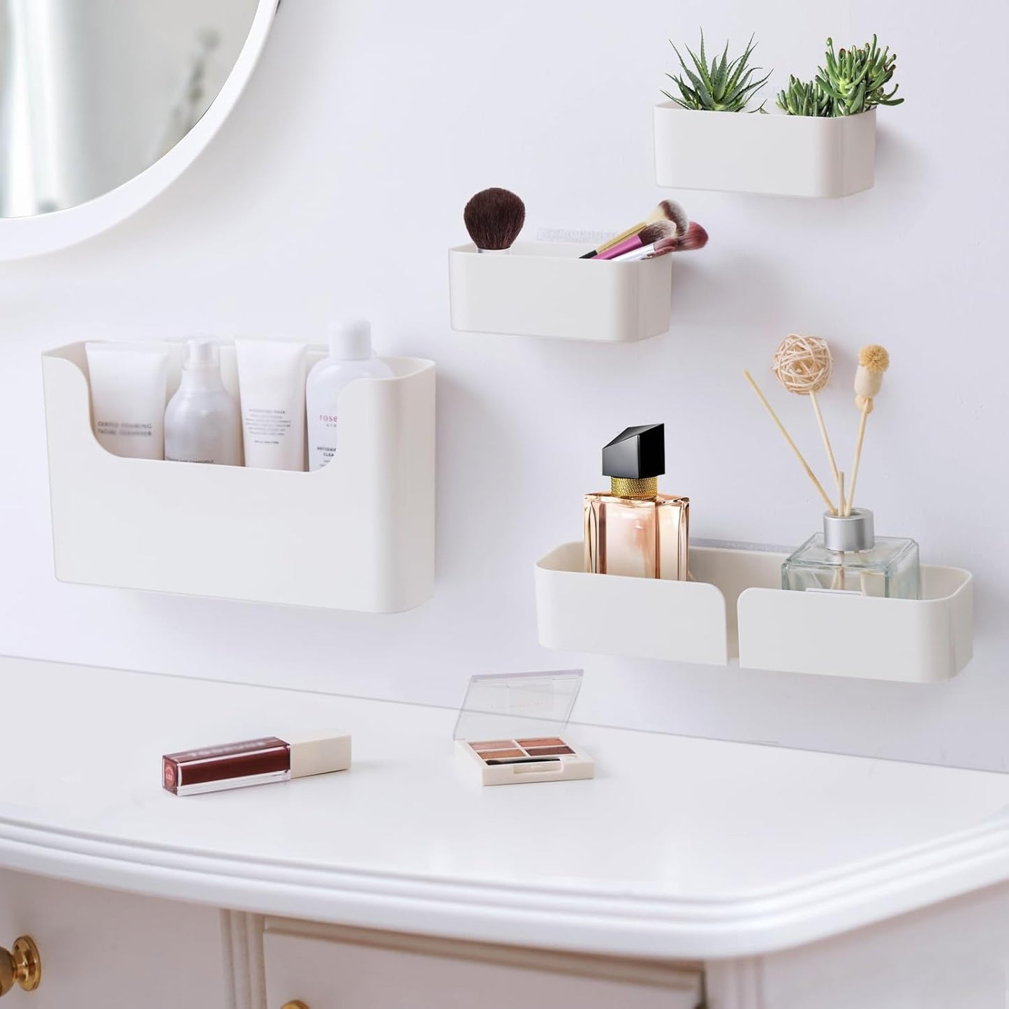 Floating Shelf Wall Mounted Non-Drilling Adhesive Bathroom Organizer Ledge Shelf for Home Decor