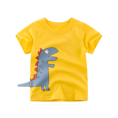 Boys' Summer Playful Dinosaur Cartoon Graphic T-Shirt — Premium Apparel Deal | Everyday Home Deal