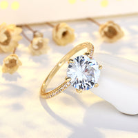 Fashionable Geometric Six-Prong Diamond Ring