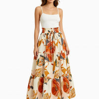 High-waisted A-line Skirt Bohemian-style Printed Flared Skirt
