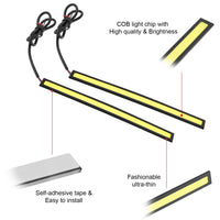 2Pcs LED Daytime Running Lights Car LED COB DRL Fog Lights IP45 Waterproof LED Strip Fog Day Driving Lamp Sticker For 12V Car Interior Exterior Use