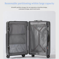 2026 New Large Capacity Front Opening Aluminum Frame Luggage With ABS PC Zipper Boarding Box 20-28 Inches