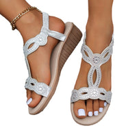 Retro Ethnic Bohemian Wedge Rhinestone Sandals