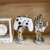 Creative Mechanical Hand Staue, Gaming Controller Holder Stand, Headphone Holder, Necklace Holder, Robot Hand Sculpture, Hand Crafts, Realistic Hand Decor, Modern Home Decor, Gaming Room Decor, Silver