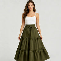 High-waisted A-line Skirt Bohemian-style Printed Flared Skirt