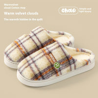 Women's Home Plush Warm Non-slip Plaid Cotton Shoes | Everyday Home Deal