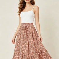 High-waisted A-line Skirt Bohemian-style Printed Flared Skirt