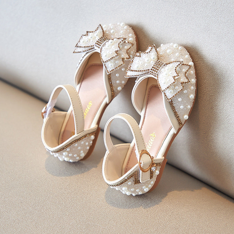 Girls' Summer Pearl Bow Princess Shallow-Mouth Pumps — Premium Footwear Deal | Everyday Home Deal
