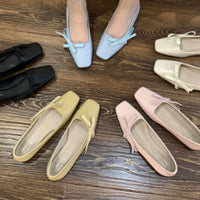 Milk-yellow Square-toe Low-cut Gentle Pumps