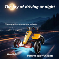12V Electric Kids Pedal Go Kart, Folder Go Kart, Outdoor Ride On Toy With Adjustable Seat, 4 Non-Slip EVA Wheels For Boys And Girls For Age 3-6 Years Old -Yellow