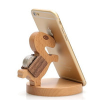 Creative  Mobile Phone Toma Back With Coin Beech Wood Lazy Phone Holder Custom Lettering