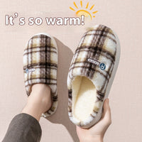 Women's Home Plush Warm Non-slip Plaid Cotton Shoes | Everyday Home Deal