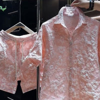 Mens Summer New Arrival Casual Set With Embossed Floral Pattern