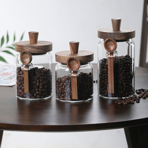 3Pcs Glass Coffee Jars with Spoons | Tea Candy Biscuit Storage | Everyday Home Deal