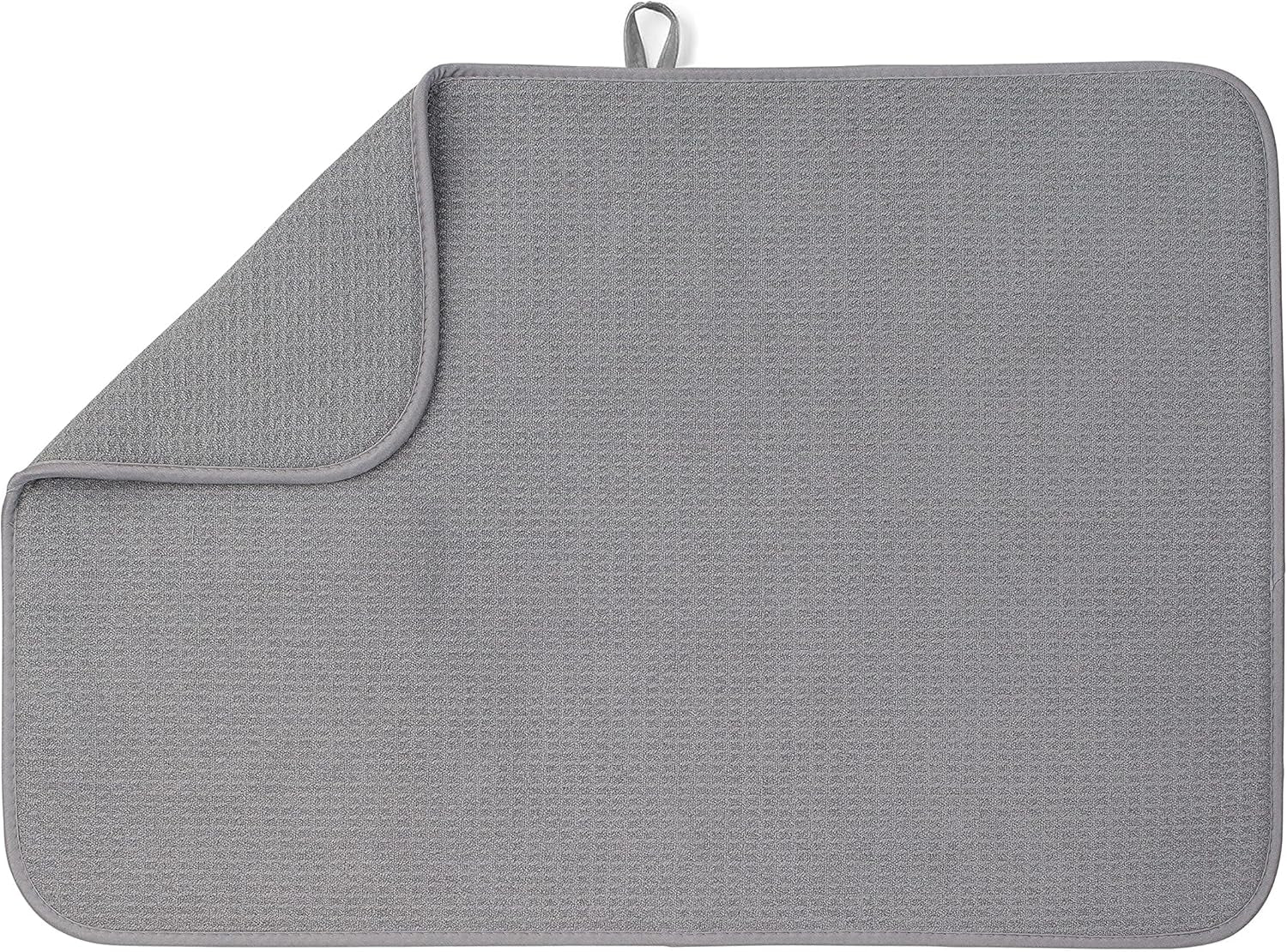 XL Dish Mat 24" X 17" ( LARGEST MAT ) Microfiber Dish Drying Mat , Super Absorbent ( Dark Gray )