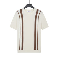 Men's Ice-Silk Cool-Feel Striped Crew-Neck Knitted Top - Premium Apparel Deal | Everyday Home Deal