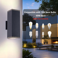 12in Outdoor Wall Lights 4 Packs,Modern Square Outdoor Porch Light,Square Cylinder Up Down Lights Aluminum Waterproof Wall Lighting Exterior Light For Porch Patio Garage No Bulb