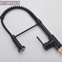 Brushed Gold Kitchen Sink Faucet One Handle Spring Hot and Cold Water Tap Deck Mounted Bathroom Kitchen Crane