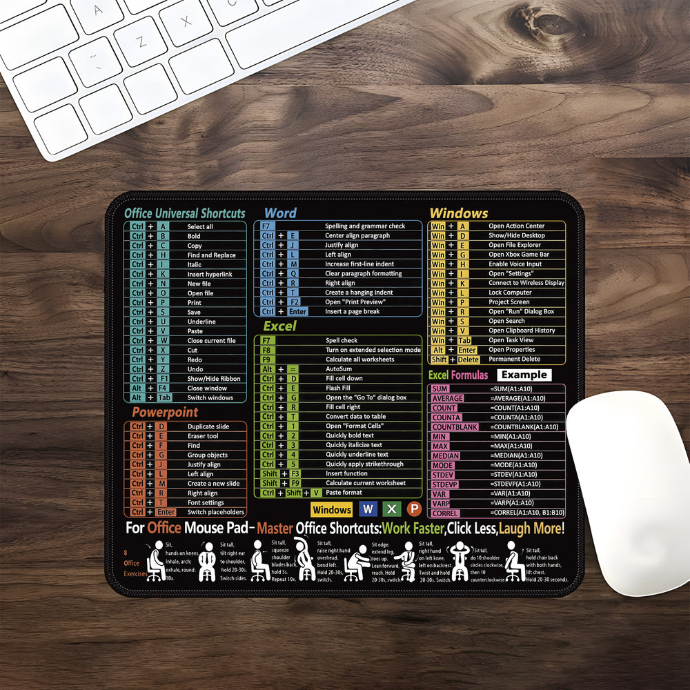 English Shortcut Keys Mouse Mat – Office Large Computer