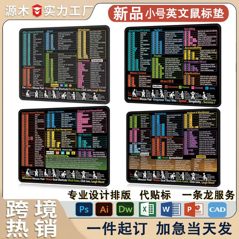 English Shortcut Keys Mouse Mat – Office Large Computer