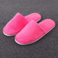 Of Disposable Solid Color Coral Plush Slippers