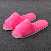 Of Disposable Solid Color Coral Plush Slippers