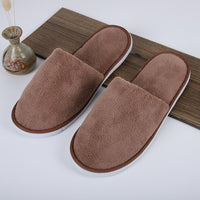 Of Disposable Solid Color Coral Plush Slippers