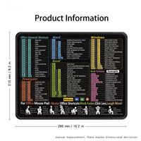 English Shortcut Keys Mouse Mat – Office Large Computer