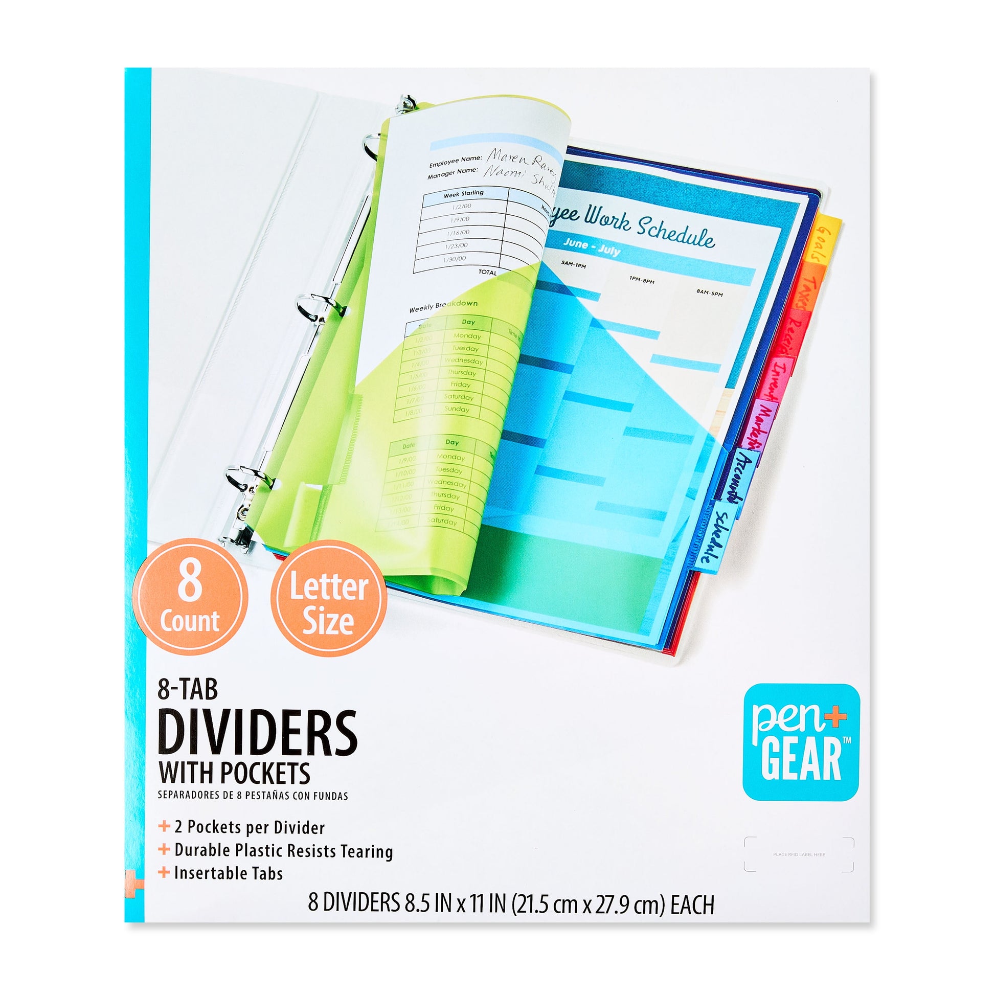 Vibrant Color 8-Tab Dividers with Pockets