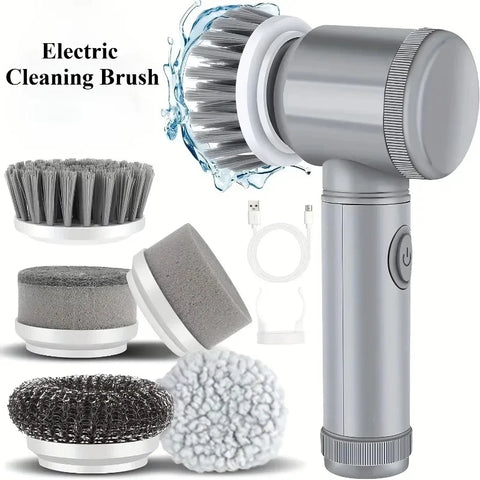 Electric Spin Scrubber – Cordless Bathroom Cleaning Brush with 5 Replaceable Heads for Tile, Tub & Grout