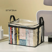 Foldable Transparent Book Storage Box – Waterproof Desk Organizer for Dorm & Home