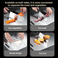 Stainless Steel Cutting Board for Kitchen Food-Grade Diamond-Pattern Large Chopping Board Non-Slip Double Sided Cutting Board